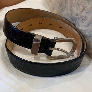 Banana Republic Glossy Black Belt with Silver Buckle